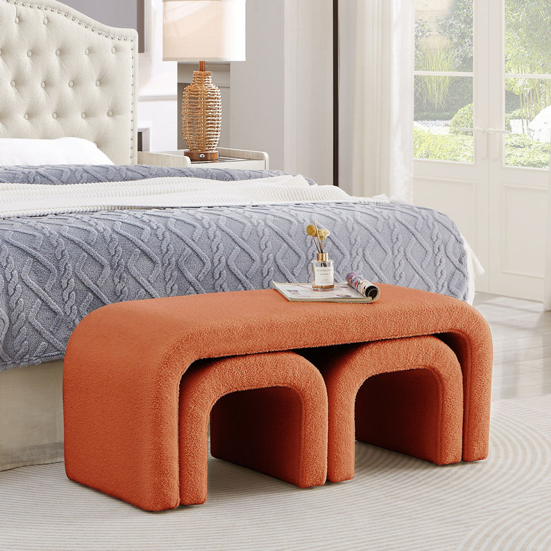 Ensemble de 3 bancs en forme de U avec repose-pieds et banc pour l'entrée, chambre à coucher au bout du lit, ensemble de 3 petits fauteuils avec repose-pieds pour le salon, banc et repose-pieds
