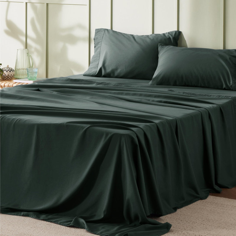 Ensemble de draps en microfibre de literie de luxe Hotel, Double , Vert forêt