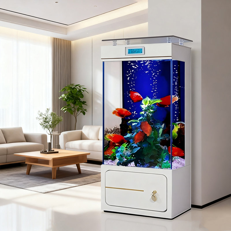 Aquarium de luxe 27,56 po, 55.48 Gallon (53.54"H x 27.56"W x 15.75"D), Transparent/blanc