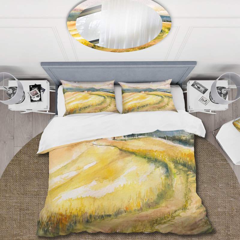 Ensemble de housse de couette Golden Fields of Tuscany Italie - microfibre de polyester