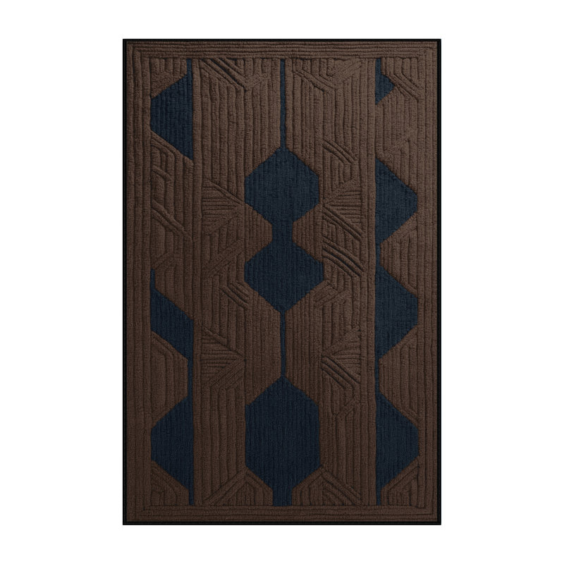 Tapis brun treillis lavable à la machine, Rectangulaire 2 pi x 3 pi