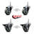 3 Inch Gray Polyurethane 3/8 Inch Threaded Stem Caster Set 2 Brakes SCC