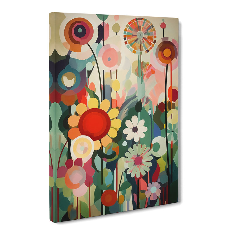 Bergamot Retro Flowers Vol.6 - Wrapped Canvas Print, 50cm H x 35cm W