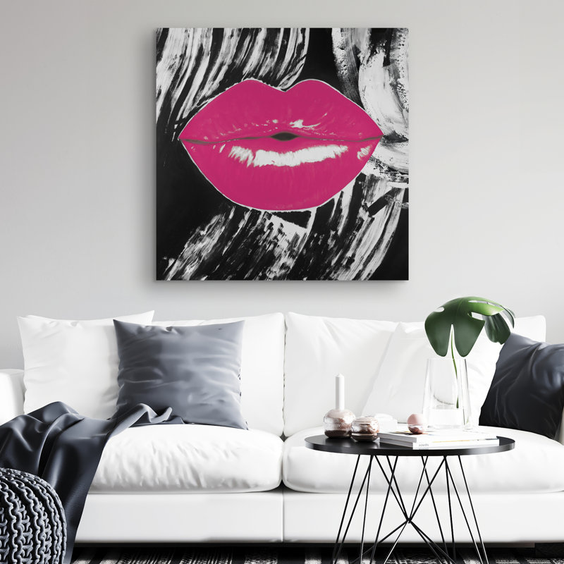 glossy lips - 32"x32" art on canvas