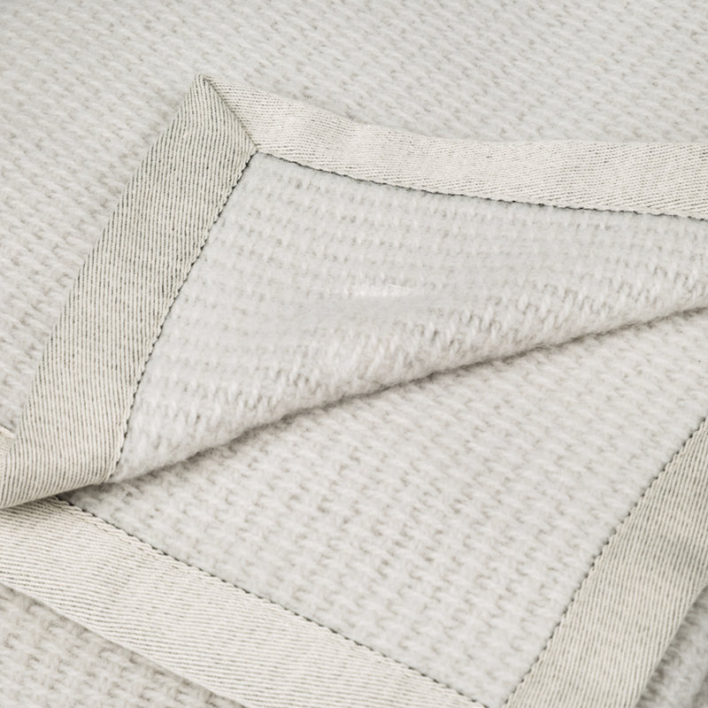  Lightweight Waffle Weave Wool Blanket, Natural, Twin