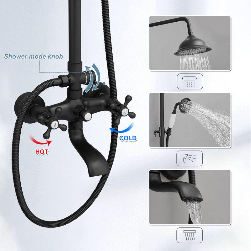 Matte Black Stainless Steel Dual Function Outdoor Shower