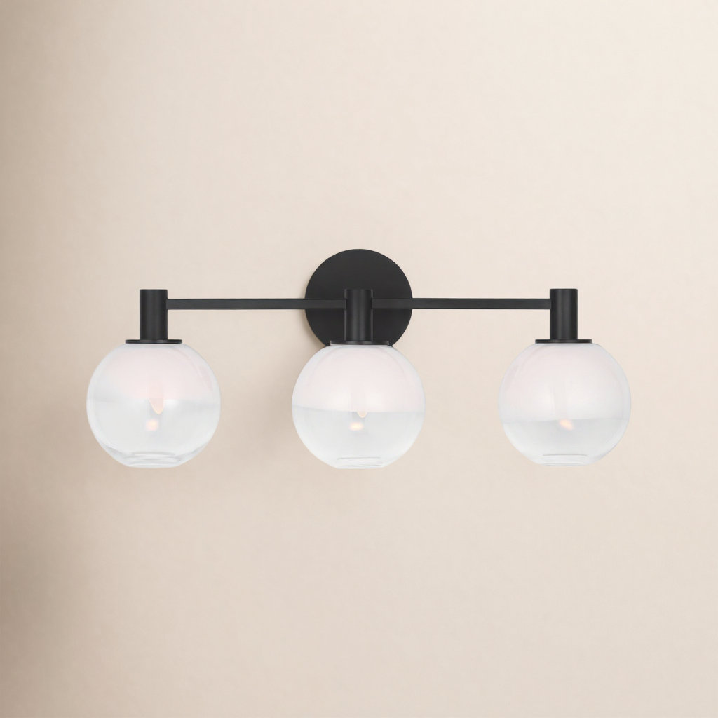 Burnley Vanity Light, Aged Iron, 9.625" H x 24" W x 7" D, 3 Lights
