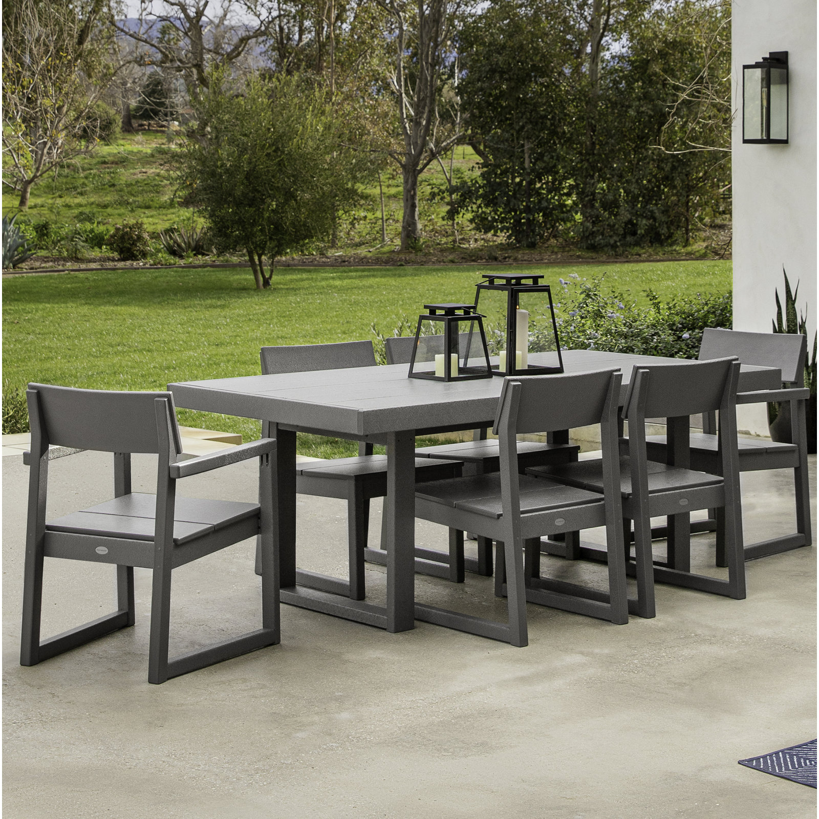 POLYWOOD® Edge 78" Patio Dining Set, Slate Gray