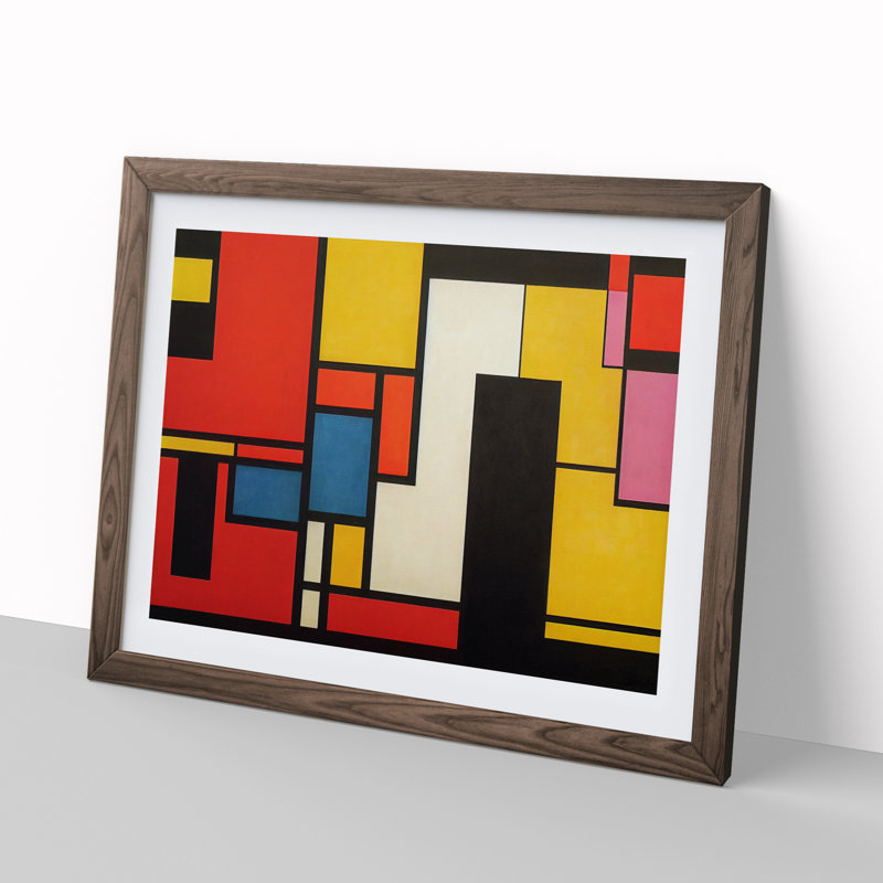 Cubism Abstract - Framed Print, 34cm H x 46cm W x 2cm D, Walnut