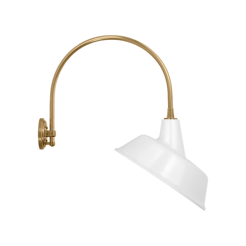 Thomas O'Brien - Light Outdoor Barn Light, Hand-Rubbed Antique Brass, 26" H x 24" W x 16" D, White