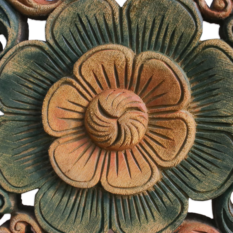 Décoration murale prayer teck fleur