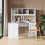 Bureau d'ordinateur à domicile avec huche, finition blanc antique