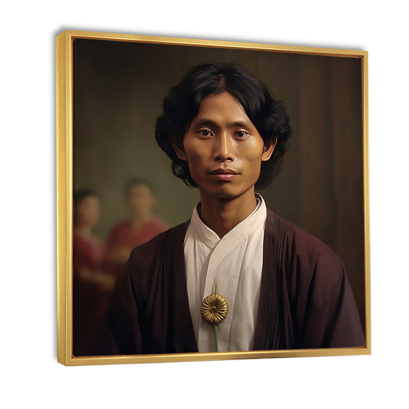 Portrait d'un jeune Indien noble, Cadre flottant doré, H 36 po x l 36 po
