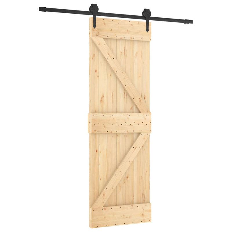Porte coulissante avec quincaillerie Vidaxl, 27,6 po x 82,7 po, Noir/naturel