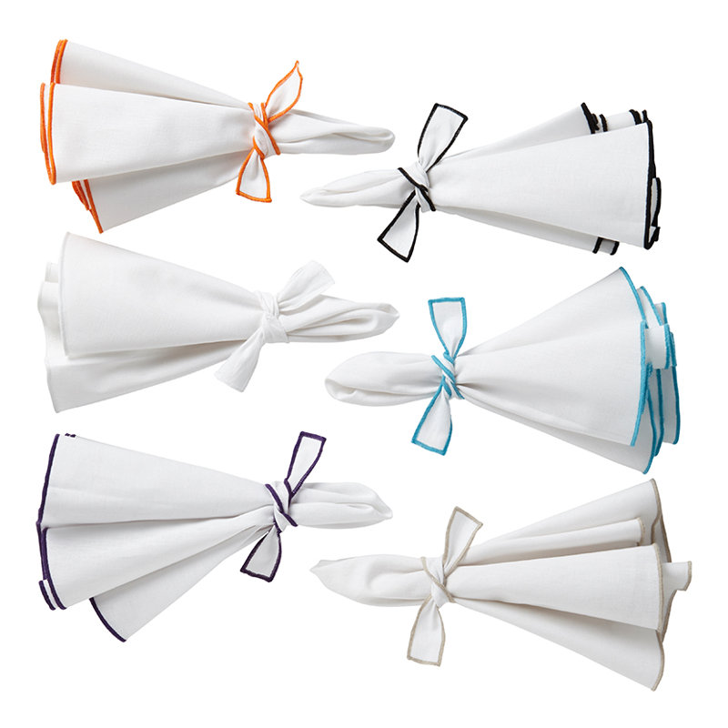 Serviette napa, l 22 po x L 22 po, Blanc / olive
