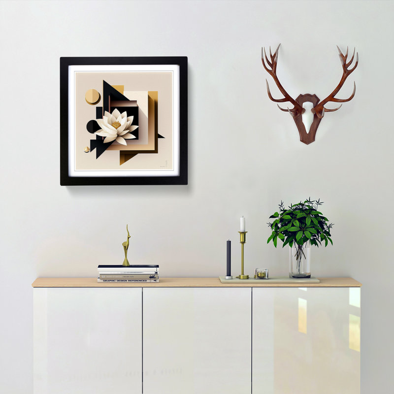 Lotus Flower Suprematism - Framed Print, Black