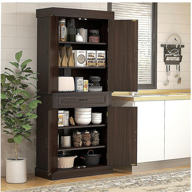 Armoire de rangement indépendante pour la cuisine HOMcom de 71 pouces, avec 4 portes et 2 grandes armoires, grande armoire de rangement avec tiroirs larges, convient aux restaurants et aux cafés