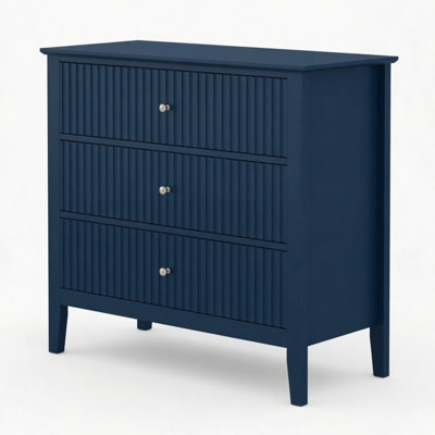 32" Wide Fluted 3-Drawer Nightstand, Large Modern Bedroom End Table