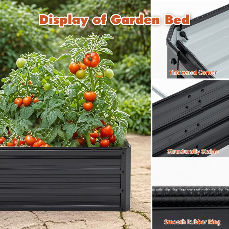 6X3x1 FT Metal Raised Garden Bed Outdoor Reinforced Galvanized Rustproof Colored Steel Planter Boxes For Vegetables, Raised Beds For Growing Flowers Herbs Succulents