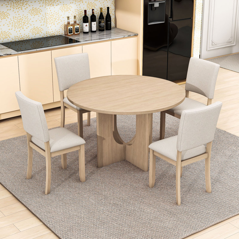 Table de salle à manger ronde avec 4 chaises rembourrées
