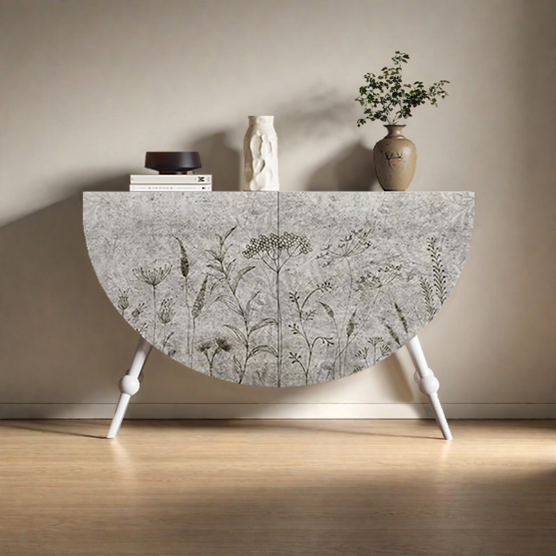 Armoire décorative en demi-cercle, Blanc / Gris