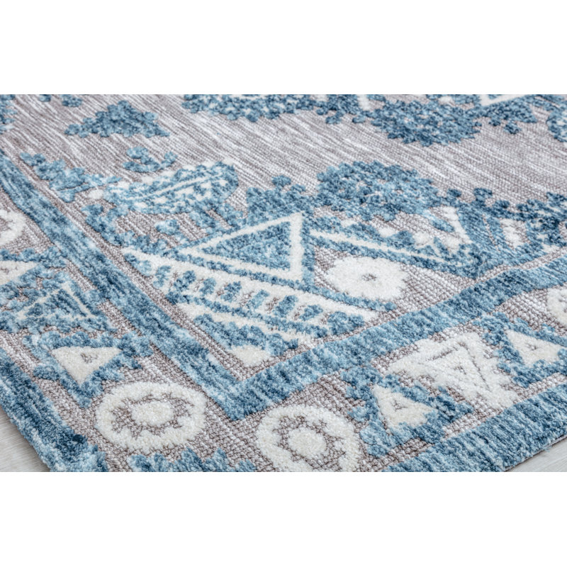 Tapis bleu bohème Gianna, Rectangle 5 pi x 7 pi