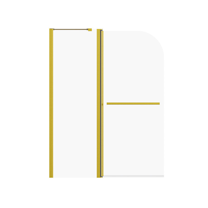 43 In. W * 58 In. H Frameless Folding Shower Doors For Bathtub, Brushed Gold