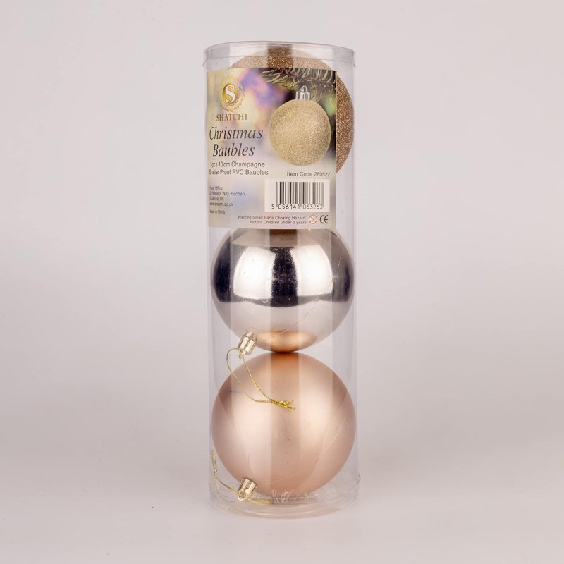 Polyvinyl Chloride (PVC) Bauble, Gold, 10cm H x 10cm W x 10cm D