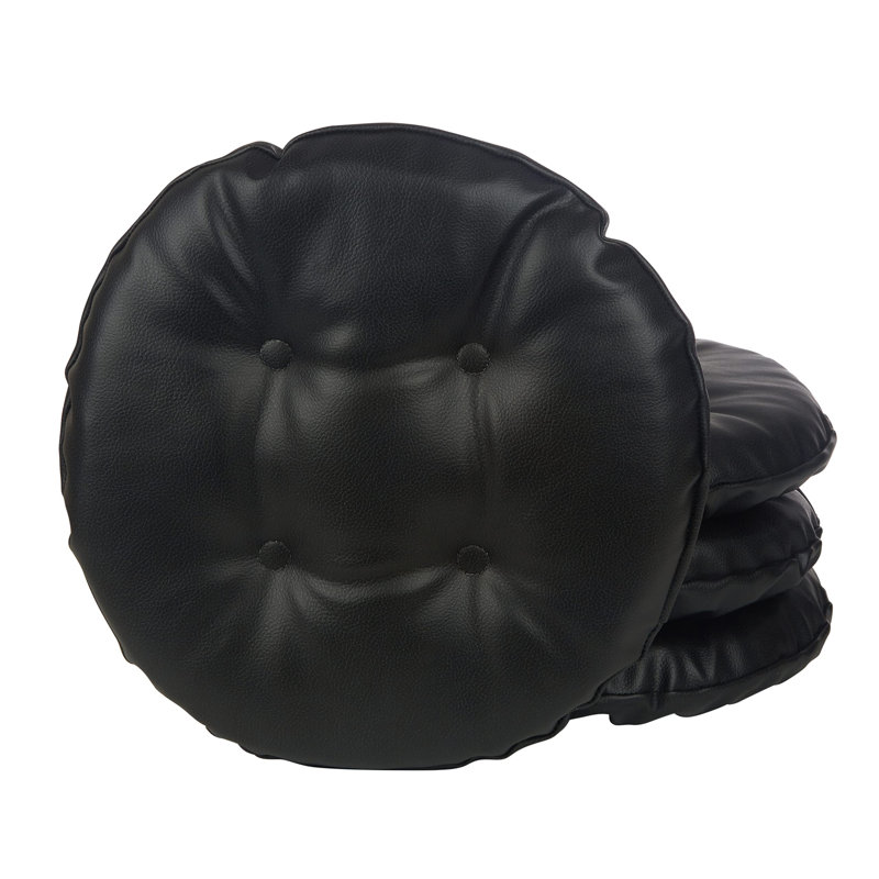 Non-Slip Faux Leather Barstool Seat Cushion, 14-Inches Round, Black