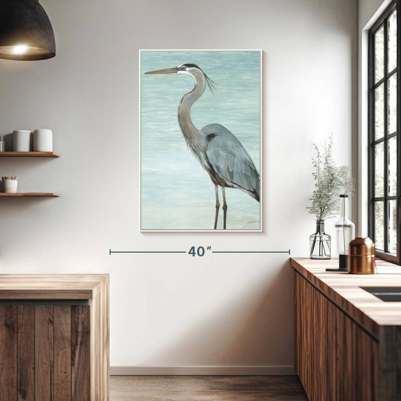Grand héron, Floating Frame White, 27" x 40"