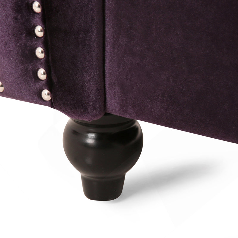Fauteuil club Chesterfield, Velours mauve foncé