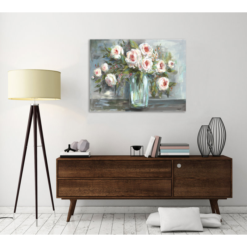 Blooms In A Mason Jar - Wrapped Canvas Print, 91.4cm H x 121.9cm W