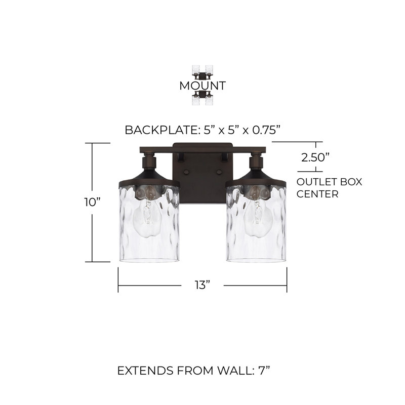 Baldwin Dimmable Vanity Light, Bronze, 2-Light