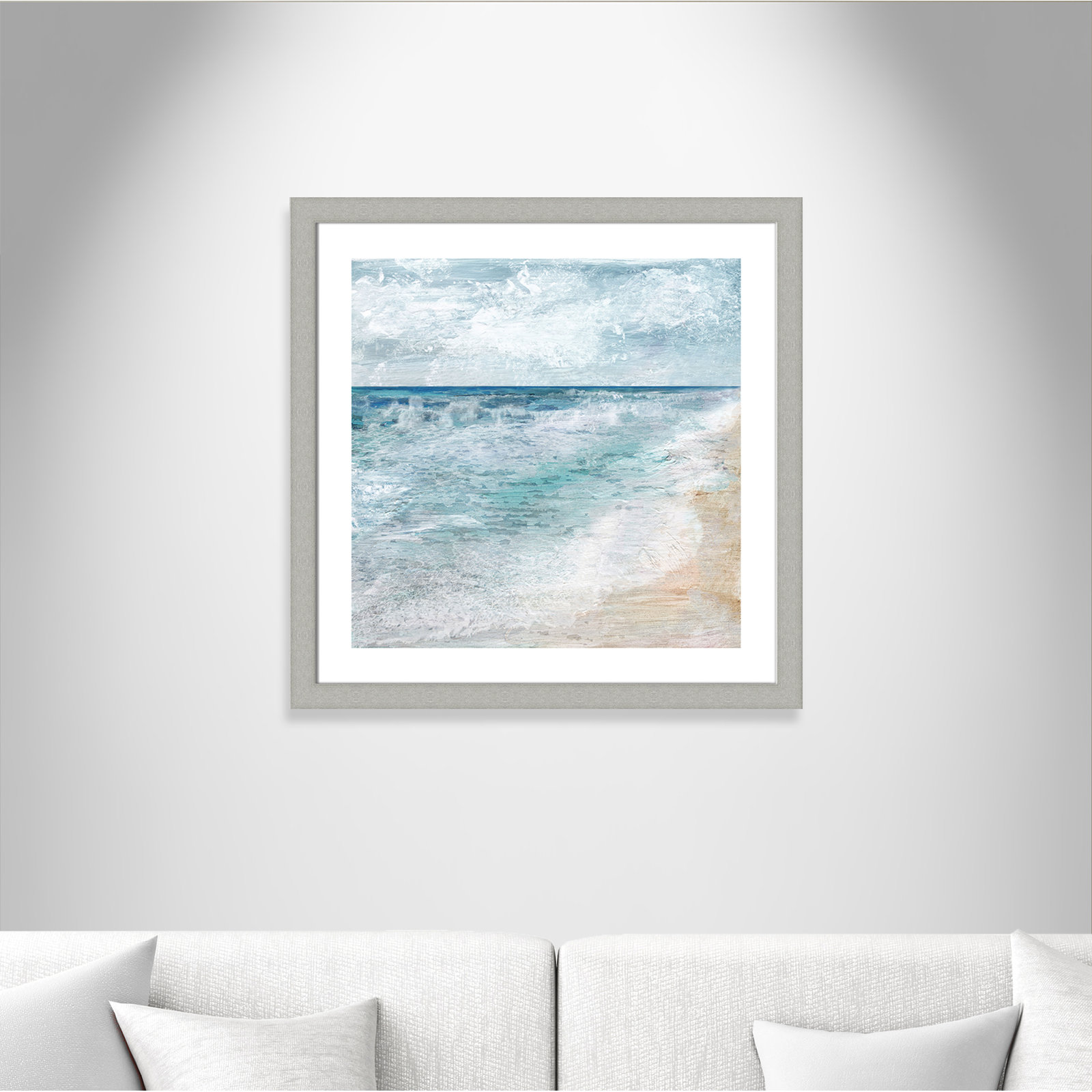 Basel "Shore Walk" Print, Brushed Silver, 29" H x 29" W x 1.25" D