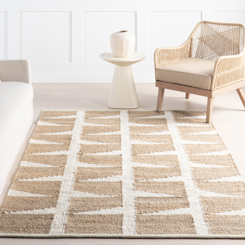Tapis en jute à motif géométrique Esti, Rectangle 7 pi 6 po x 9 pi 6 po