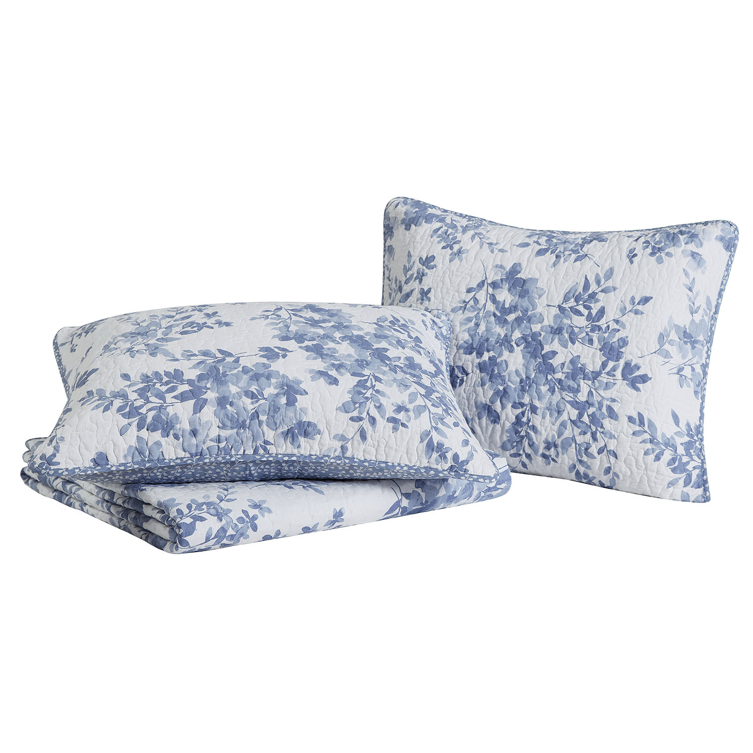 DESIGN STUDIO Philomena Blue All-Season Reversible Cotton Quilt Set & Reviews | Wayfair