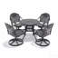 3-Piece All-Weather Cast Aluminum Dining Set, Include 2 Swivel Chairs And 35.43" Round Table With Black Frame-2097509536