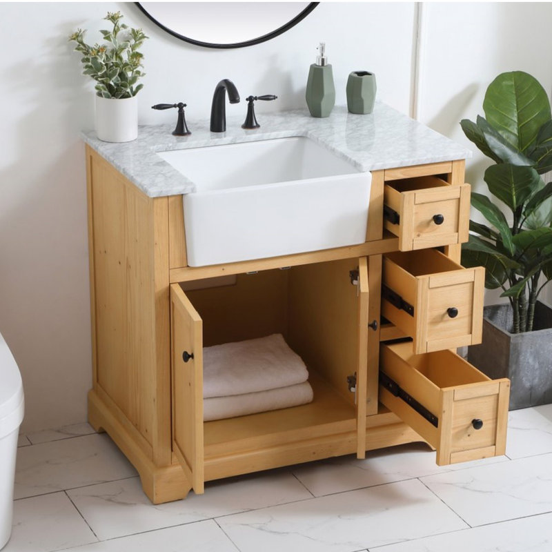 Meuble-lavabo simple 36 po Pardue, Bois naturel