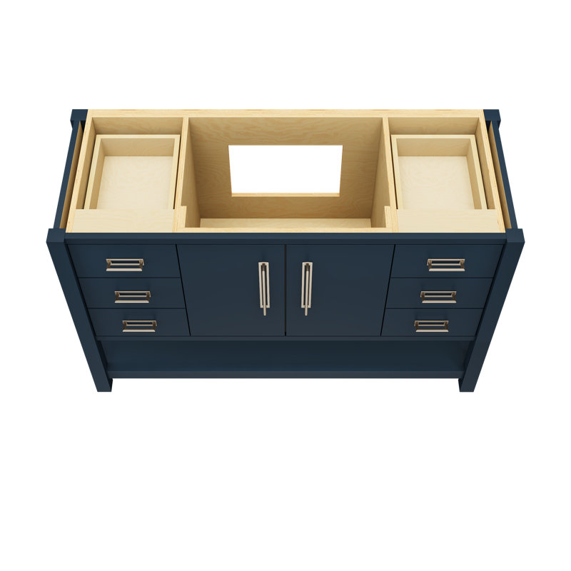 Kiawah Single Extra Wide Bath Vanity, Hague Blue, Satin Nickel, 54"