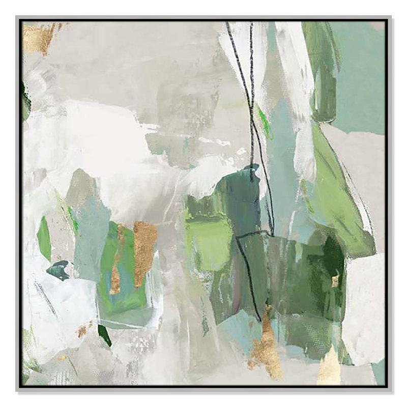 «Enchanted Emerald II» par Tom Reeves, H 37,5 po x l 37,5 po x P 2 po, Encadrement argenté