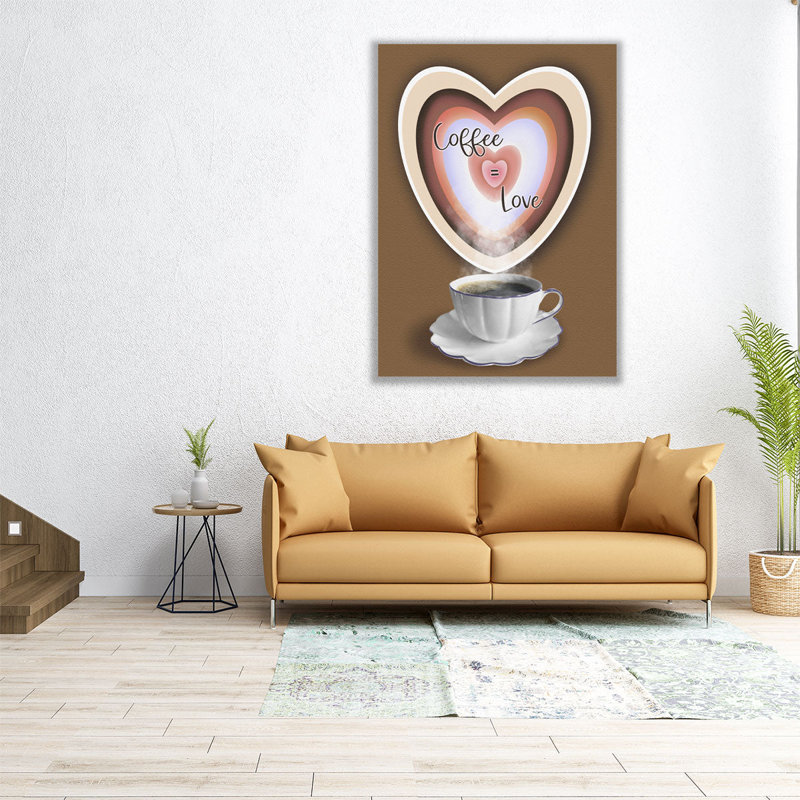 «Coffee Equals Love», reproduction d'art sur toile, H 16 po x l 12 po