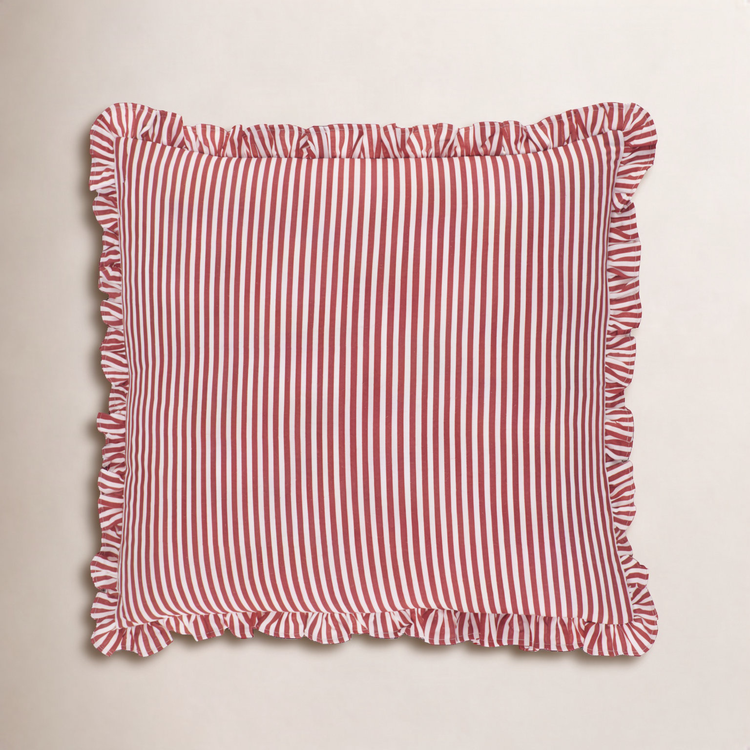 Aneatra Pillow Cover, 18"H x 18"W, Polyester/Polyfill, Red Striped