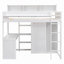 Lit mezzanine en bois avec tablettes de rangement et garde-robe-662968962