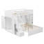 Lit superposé (1 place et 1 place) avec escalier de rangement, garde-robe, étagères, station de chargement USB et éclairage DEL, blanc-1568553051