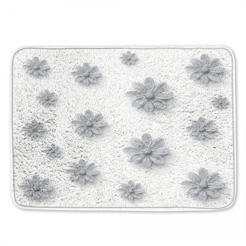 Tapis de bain gris à motif floral, L 24 po x L 17 po