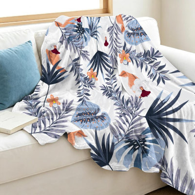Jeté en flanelle bleue ultra douce, imprimé Hawaii