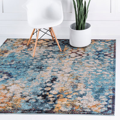 Tapis contemporain Ellarae couleur forêt foncé