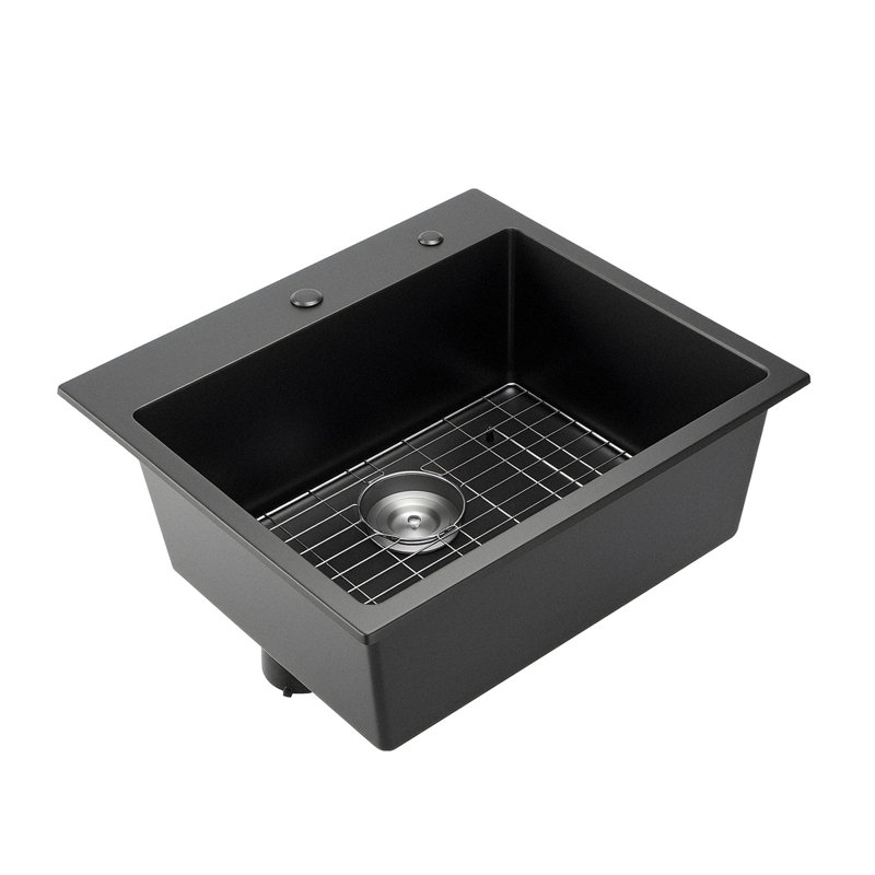 Évier de cuisine en granite de 25 po à cuve simple à montage sur le dessus pour bar pour véhicule récréatif