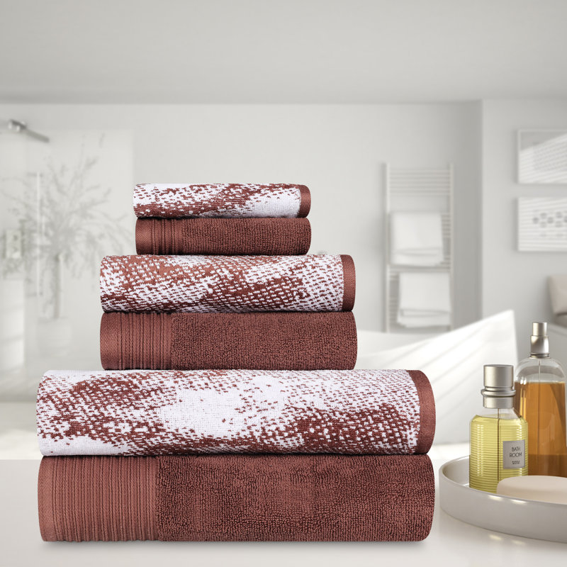 Serviette de bain solide en marbre 100% coton 4 pièces Kreager 500 GSM, Brun, Serviettes de bain - paquet de 4