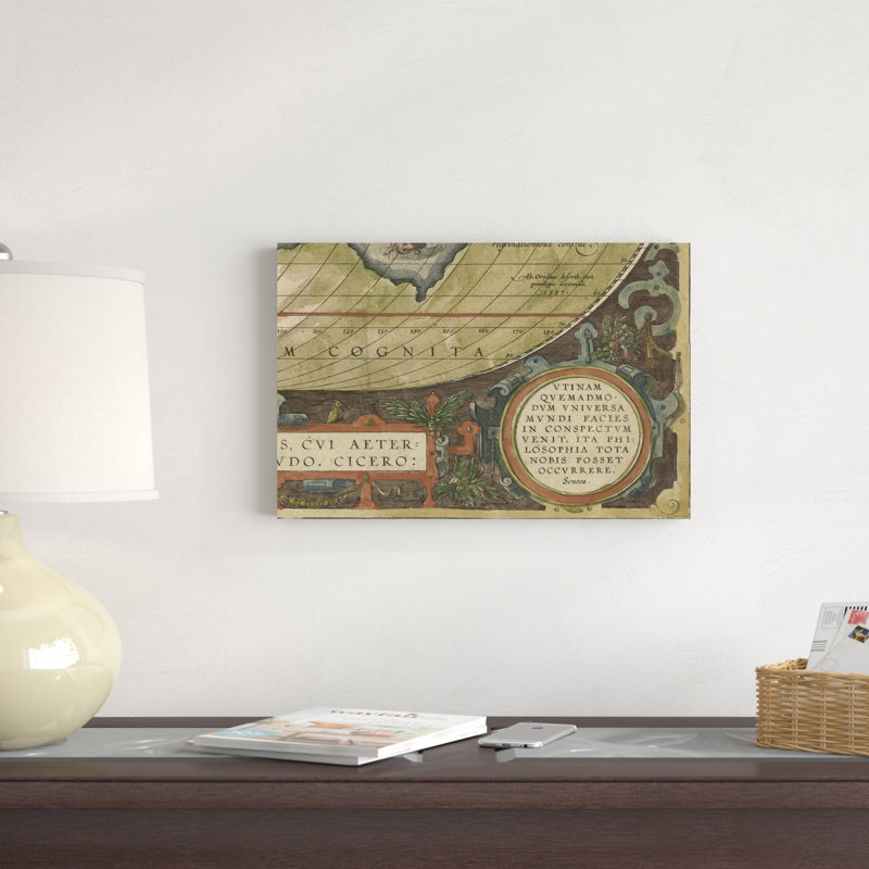 Mappemonde antique grille III, H 12 po x l 18 po x P 1,25 po